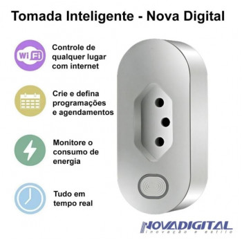 Tomada Wi-fi Inteligente Com Medidor de Consumo - NOVA DIGITAL (Similar Sonoff)